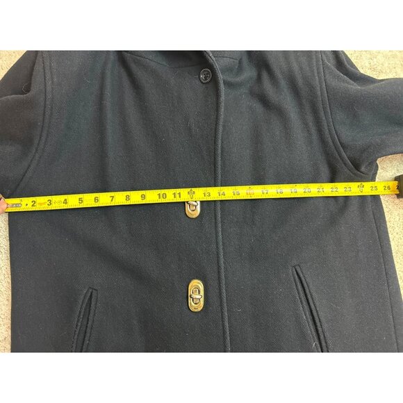 Vintage Billi by Billycoat Long Black Wool Overcoat Hooded Heavy Made in USA XL - Picture 10 of 16